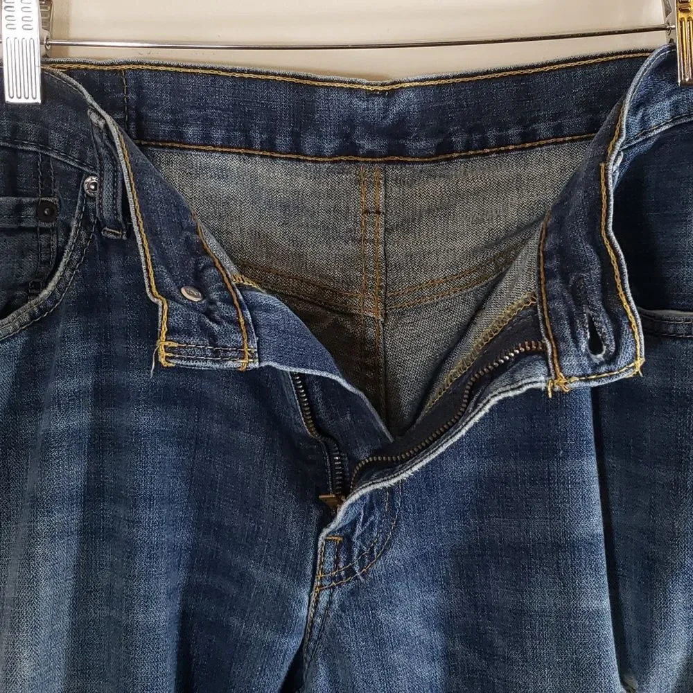 Levi Strauss Men's 514 Blue Straight Leg Jeans Slightly Distressed, 36